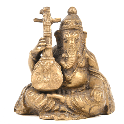 Hand made sitting brass Ganesha