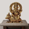 Ganesh Brass Statue Sitting on Mushak - 16 inches