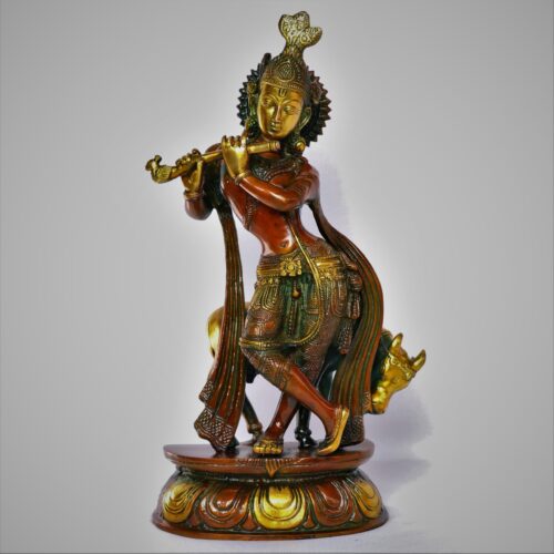 Vintage finish Krishna Brass Statue