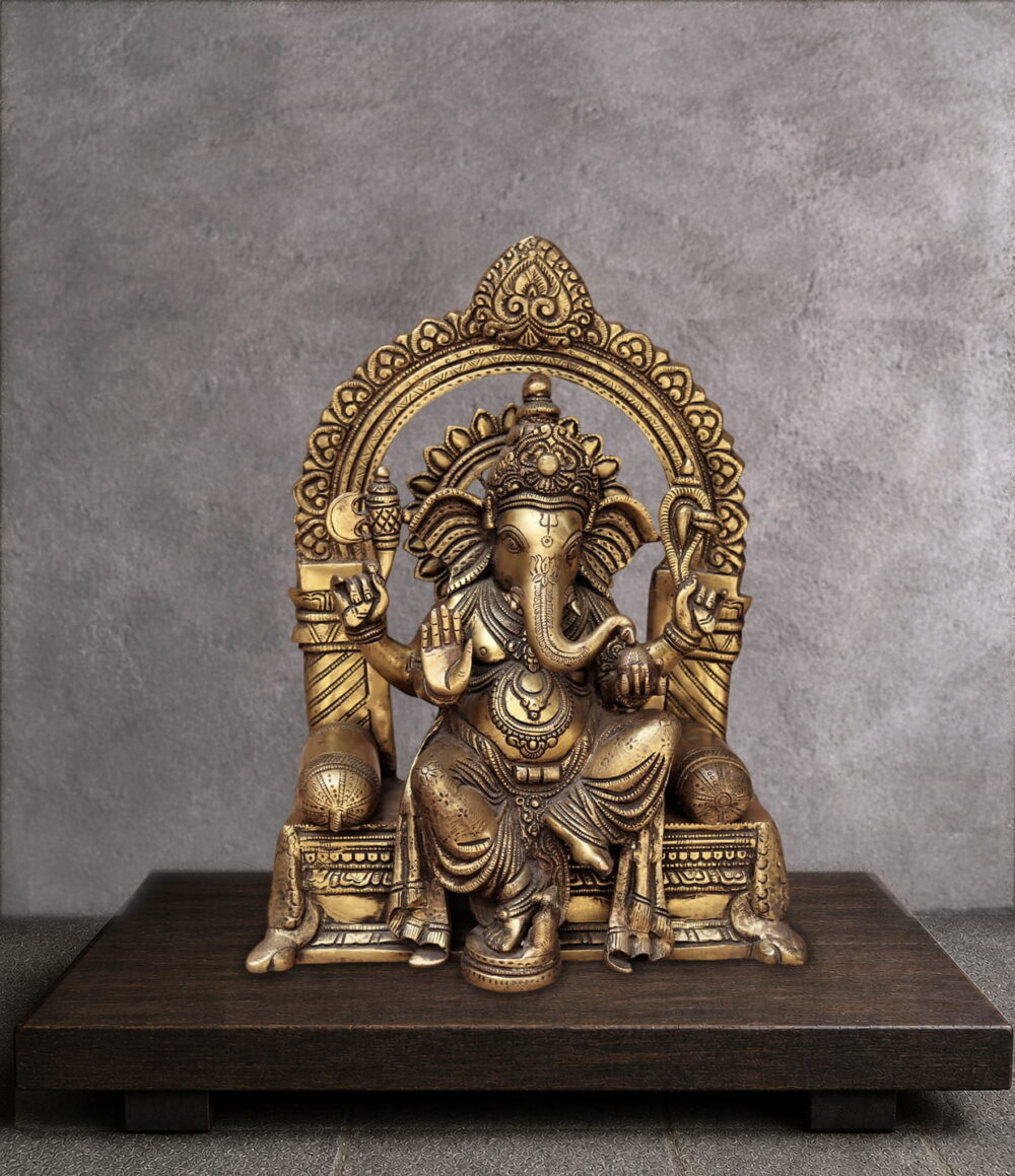 CHOLA INSPIRED GANESH BRASS STATUE - 16 inches