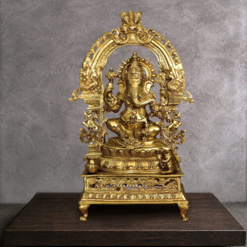 Ganesh Brass Statue Sitting on Sinhasan