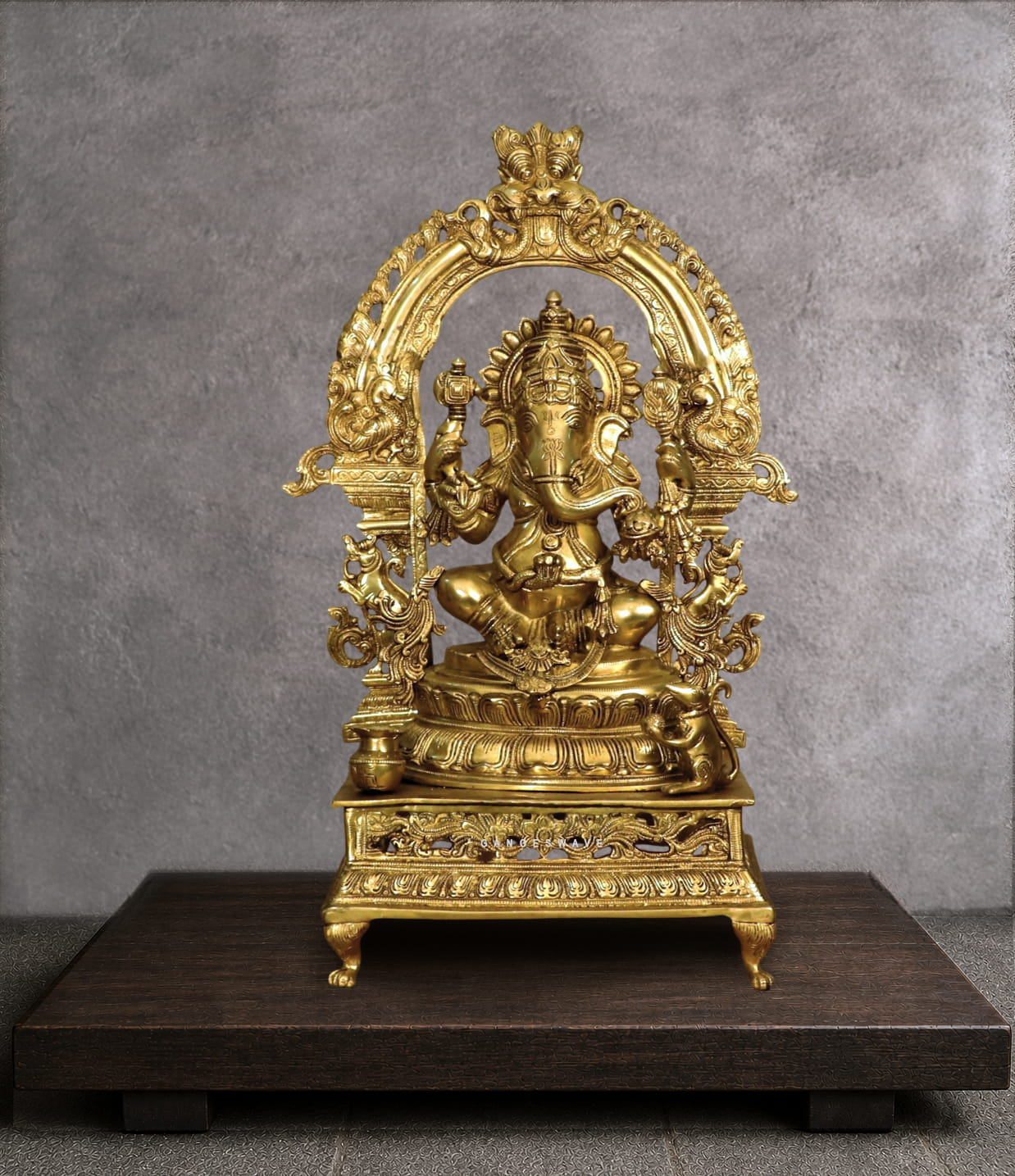 Ganesh Brass Statue Sitting on Sinhasan
