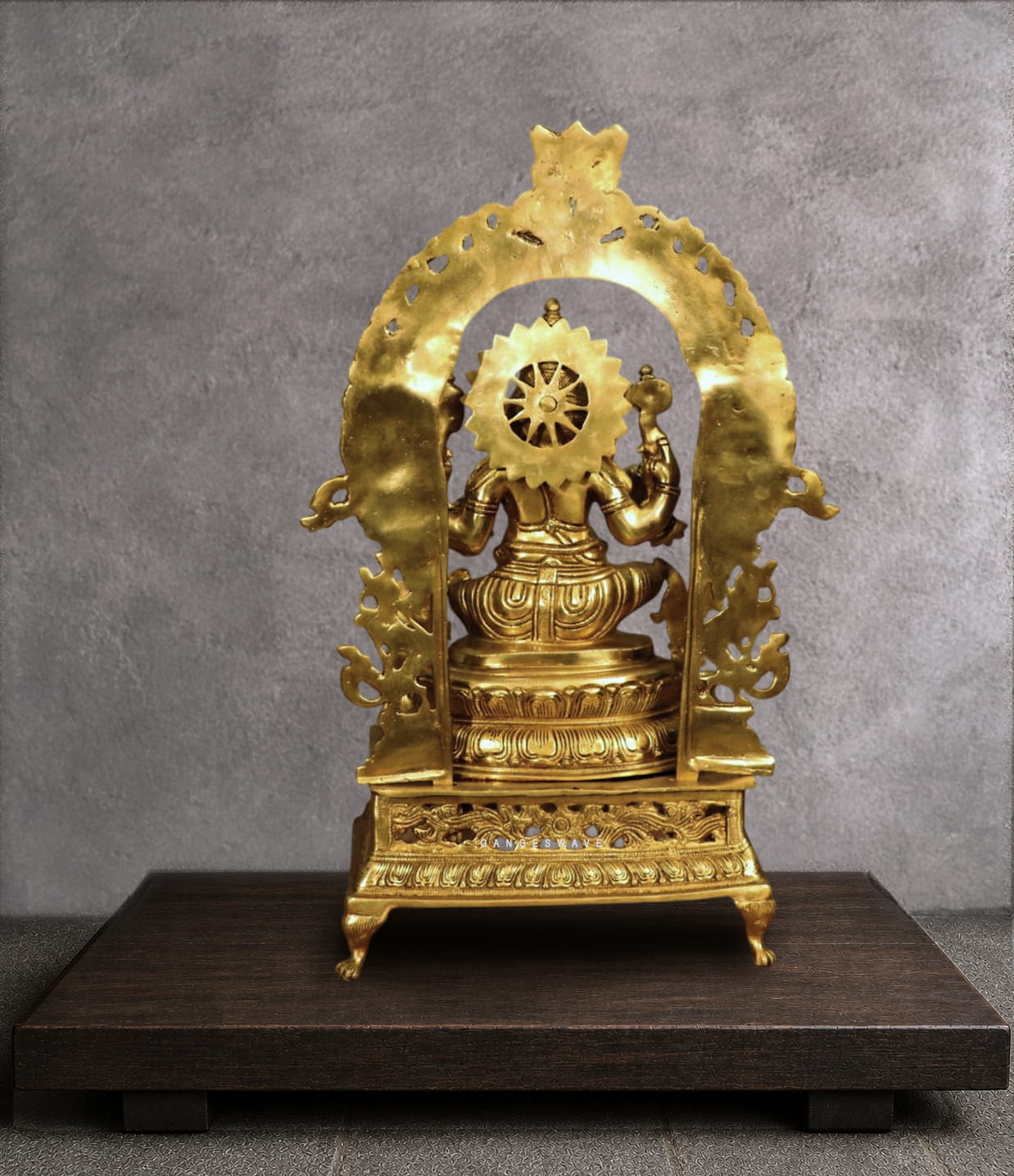 Ganesh Brass Statue Sitting on Sinhasan - Image 3