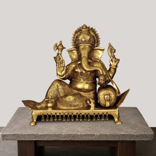 Golden Brass Ganesha Statue in Vishram