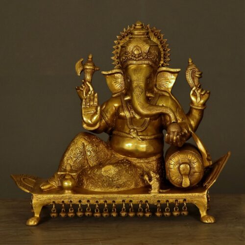 Golden Brass Ganesha Statue in Vishram