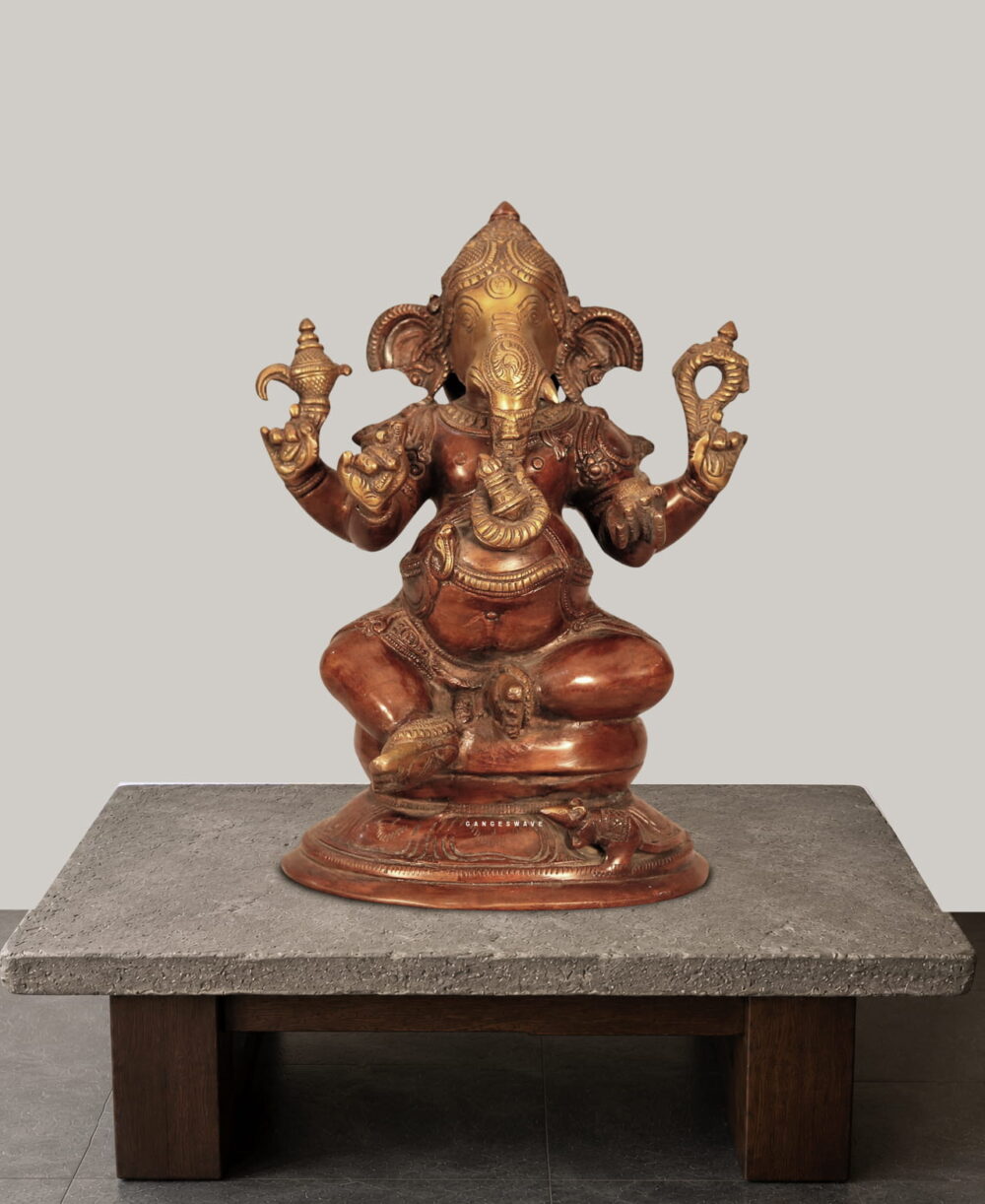 GANGESWAVE LALITASANA BRASS GANESH STATUE