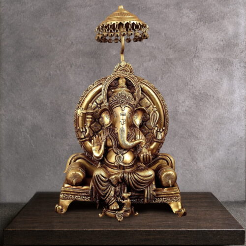 CHOLA INSPIRED GOLDEN GANESHA BRASS STATUE