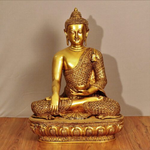 Golden Meditative Buddha Brass Statue