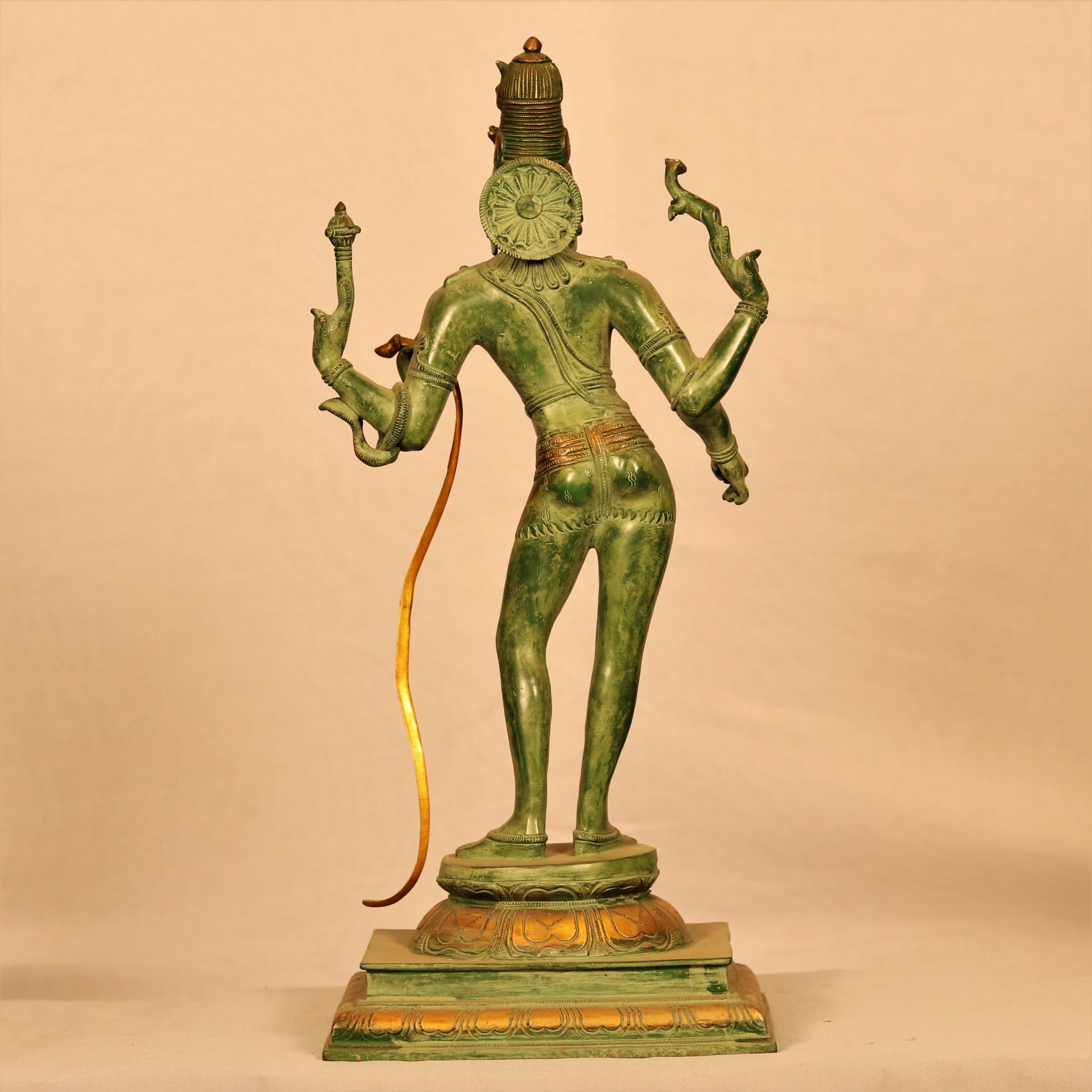 VINTAGE GREEN FINISH VISHNU BRASS STATUE - Image 3