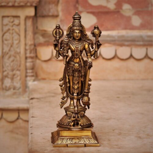 Lord Krishna Brass Statue in Black - 12 x 6.5 x 23.5 Inch, 12.7 Kg