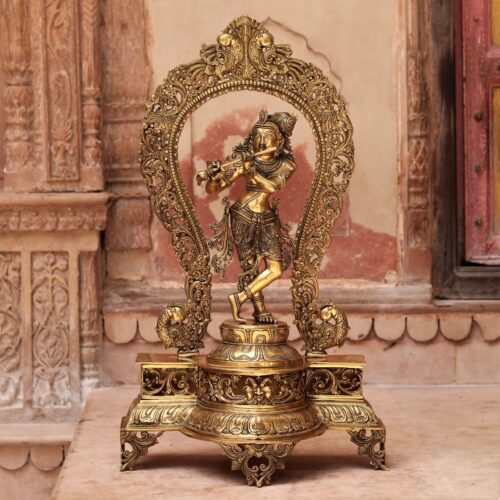 EXQUISTE KRISHNA HANDCEAFTED BRASS STATUE