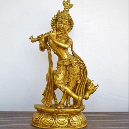 KRISHNA COPPER GOLD BRASS STATUE