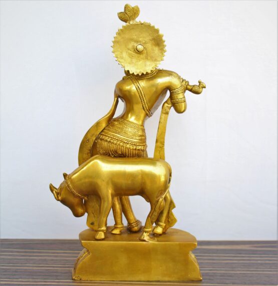 Brass Golden Krishna Statue