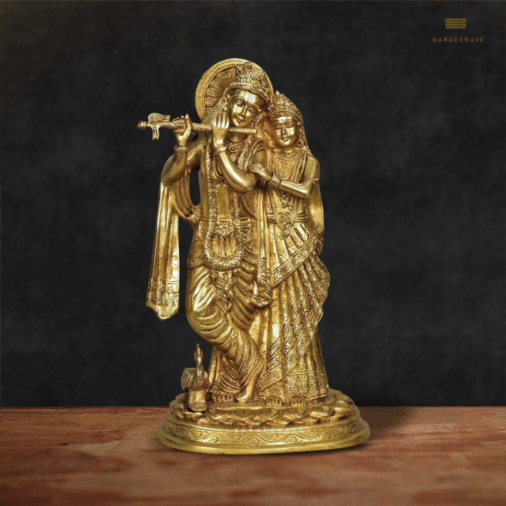 Radha Krishna Brass Statue