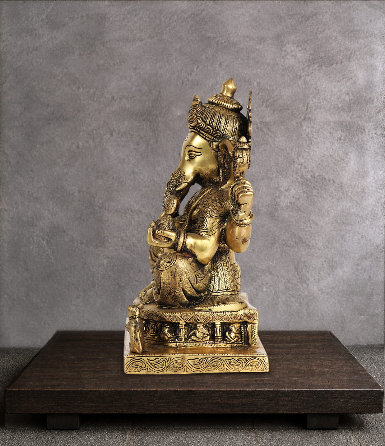 CHOLA INSPIRED GOLDEN BRASS GANESHA - Image 2