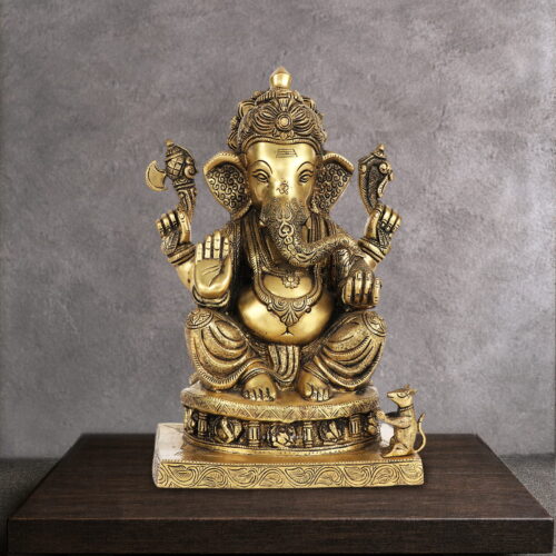 CHOLA INSPIRED GOLDEN BRASS GANESHA