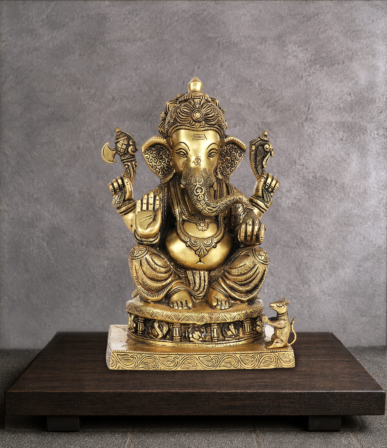 CHOLA INSPIRED GOLDEN BRASS GANESHA