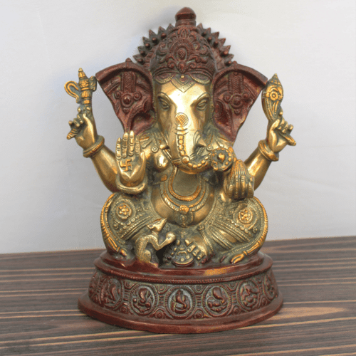VINTAGE FINISH BRASS GANESHA STATUE