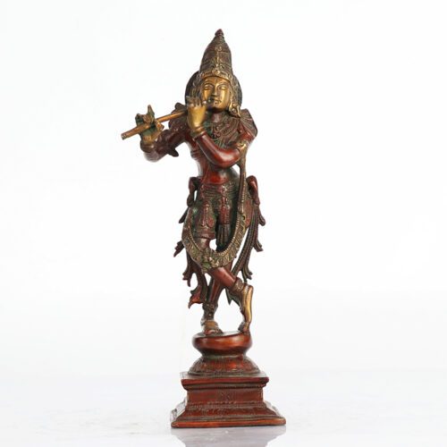 CHOLA INSPIRED ARTISTIC KRISHNA BRASS STATUE