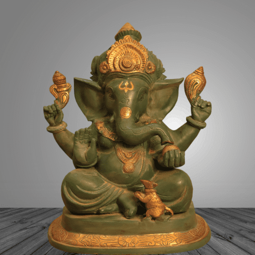 EKDANTA GREEN GANESH BRASS STATUE