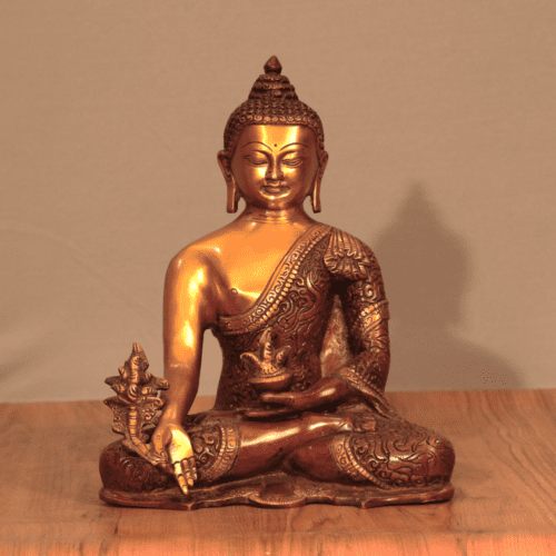 GOLD AND COPPER BROWN MEDICINE BUDDHA BRASS STATUE