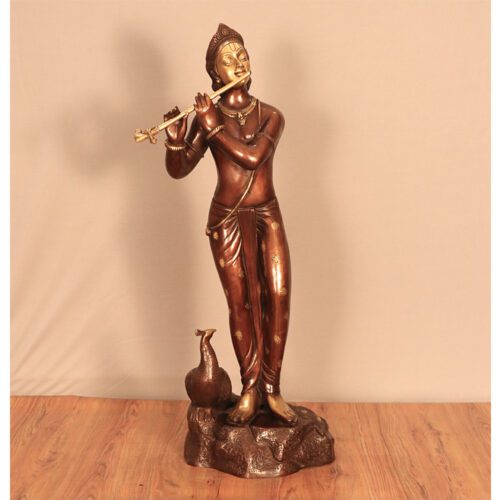 MURLIDHARA KRISHNA BROWN BRASS STATUE