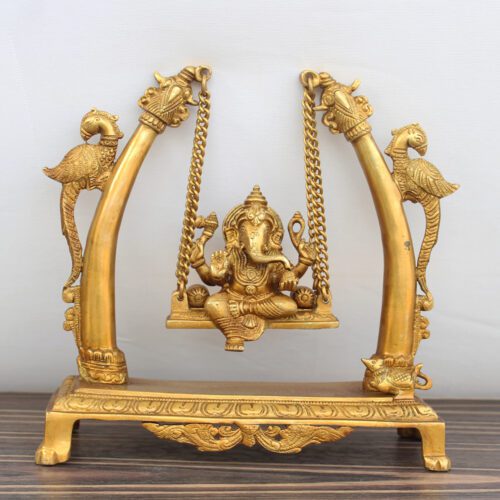 GANESHA IN GOLDEN PEACOCK JHULA