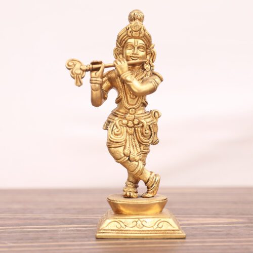 GOLDEN KRISHNA BRASS STATUE