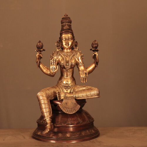 COPPER GOLD DEVI LAXMI BRASS STATUE