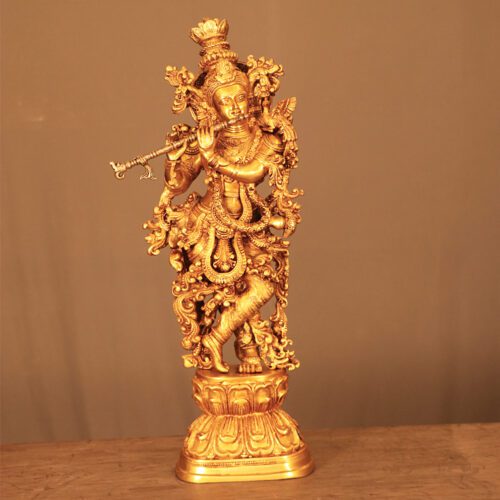 MURLIDHARA KRISHNA COPPER GOLD BRASS STATUE