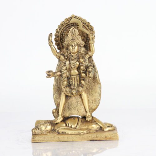 GOLDEN MAA KALI BRASS STATUE