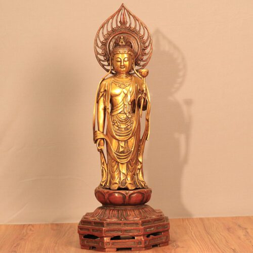 Golden Standing Brass Buddha Statue