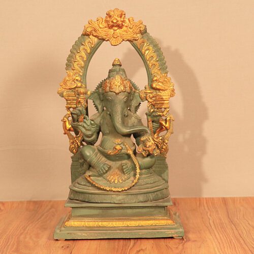 VINTAGE FINISH ARTISTIC BRASS GANESH STATUE