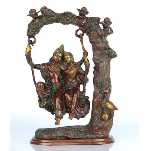 RADHA KRISHNA BRASS STATUE IN JHULA