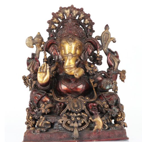VINTAGE FINISH GANESH BRASS STATUE