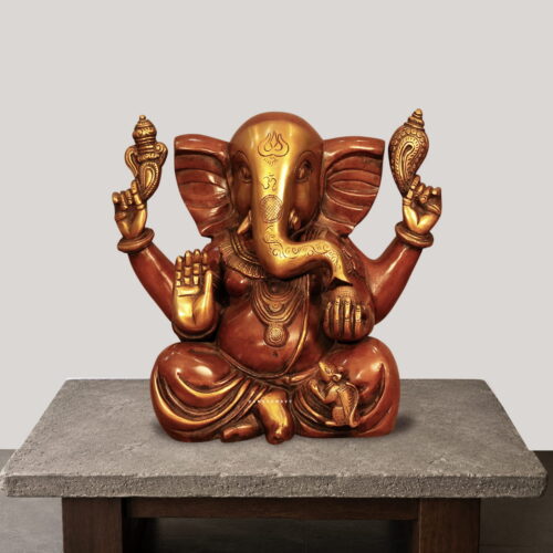 COPPER BROWN BRASS GANESHA STATUE