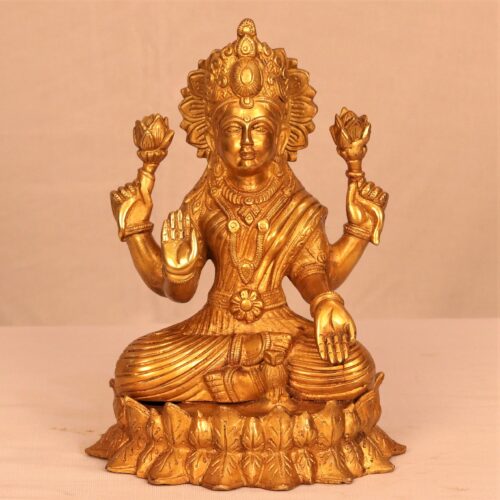 GOLDEN DEVI LAXMI BRASS STATUE