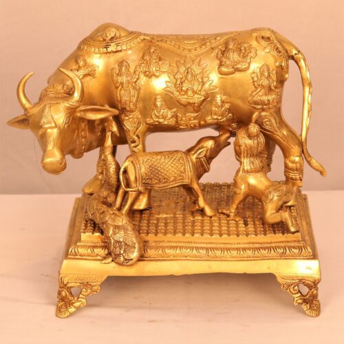 GOLDEN KAMDHENU BRASS STATUE