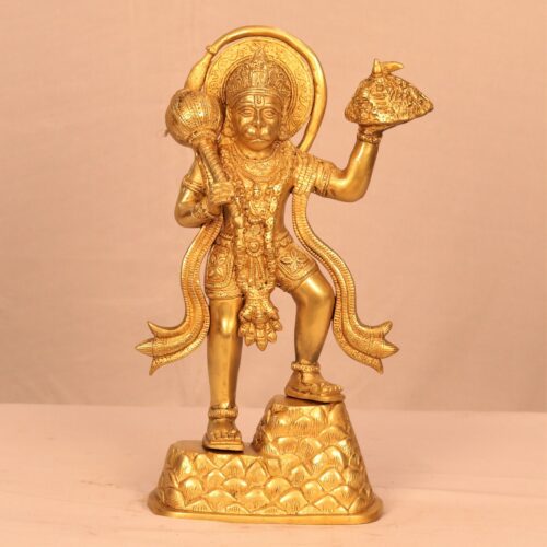 STANDING GOLDEN BRASS HANUMAN STATUE