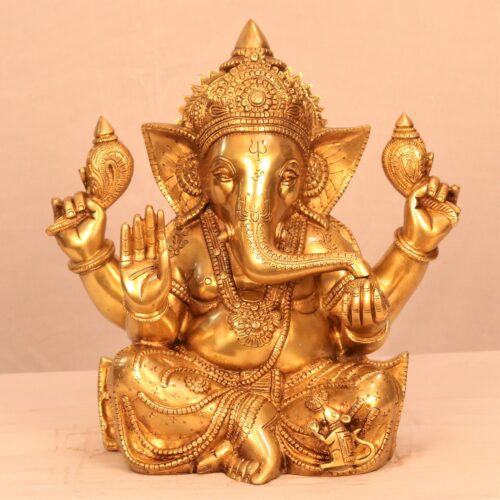 GOLDEN BRASS GANESH STATUE