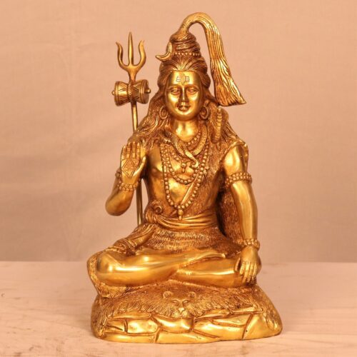 GOLDEN SITTING LORD SHIVA BRASS STATUE