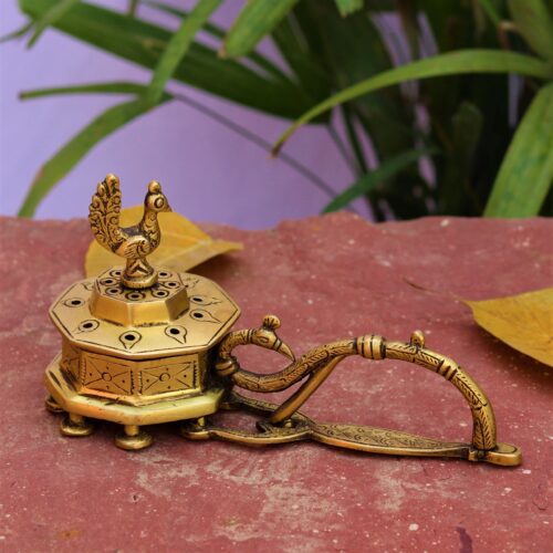 ARTISTIC PEACOCK BRASS INCENSE BURNER