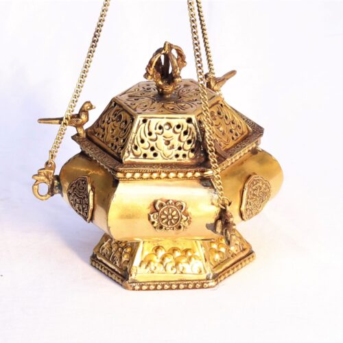 VINTAGE BRASS HANGING INCENSE BURNER