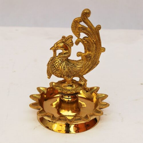 PEACOCK BRASS OIL LAMP WITH MULTIPLE ARMS