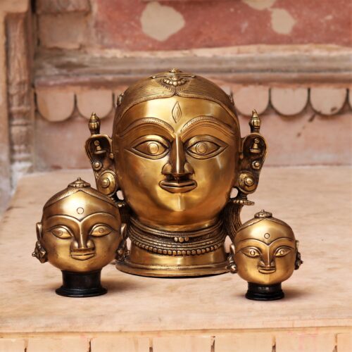 GAURI HEAD BRASS FIGURINE SHOWPIECE – 3 PIECES