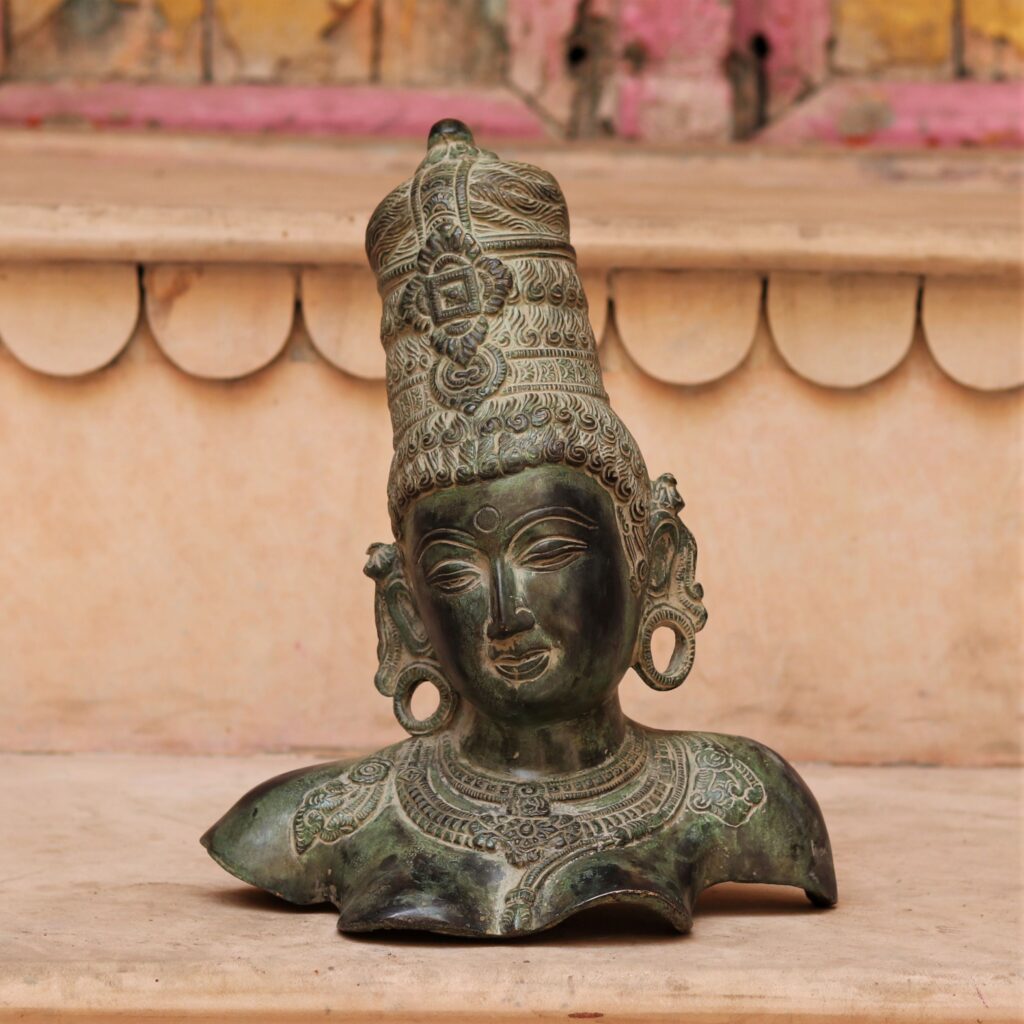 Stone finish Parvati Brass Statue