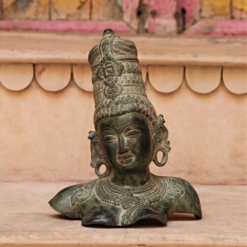 Stone finish Parvati Brass Statue