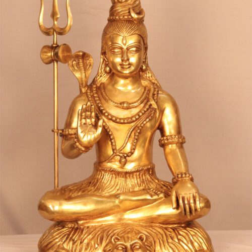 GOLDEN LORD SHIVA BRASS STATUE