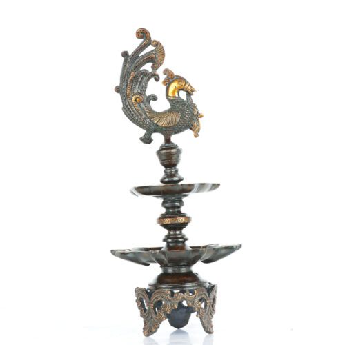 VILAKKUS PEACOCK BRASS DOUBLE LAYERED DIYA