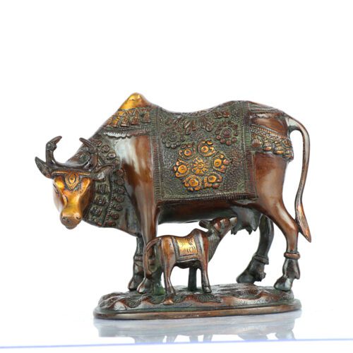 Mythologu Sculpted Kamdhenu Brass Statue